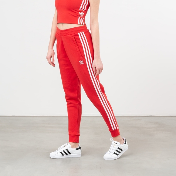 adidas Originals Pants - Adidas Originals Women's Classics 3-Stripes Joggers Red/White Size XS